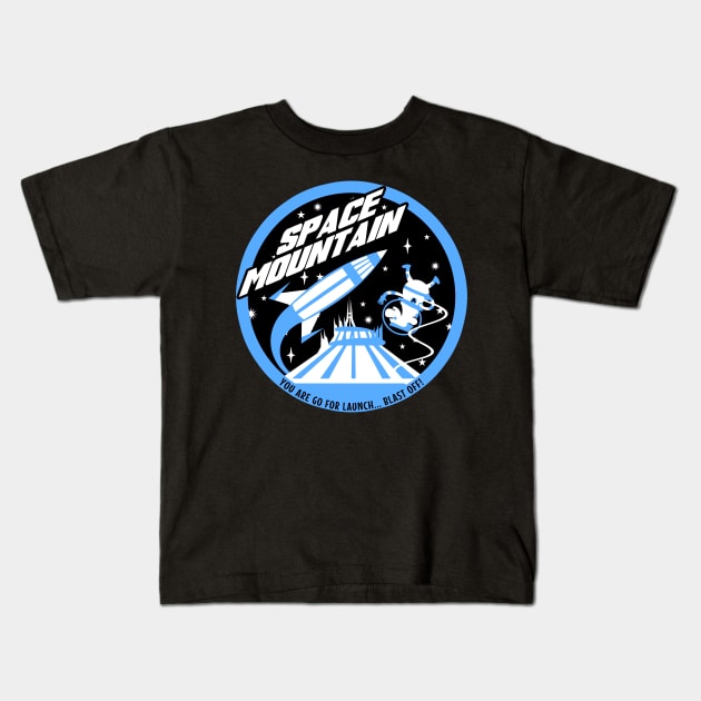 SPACE MOUNTAIN (black and blue) Kids T-Shirt by brodiehbrockie